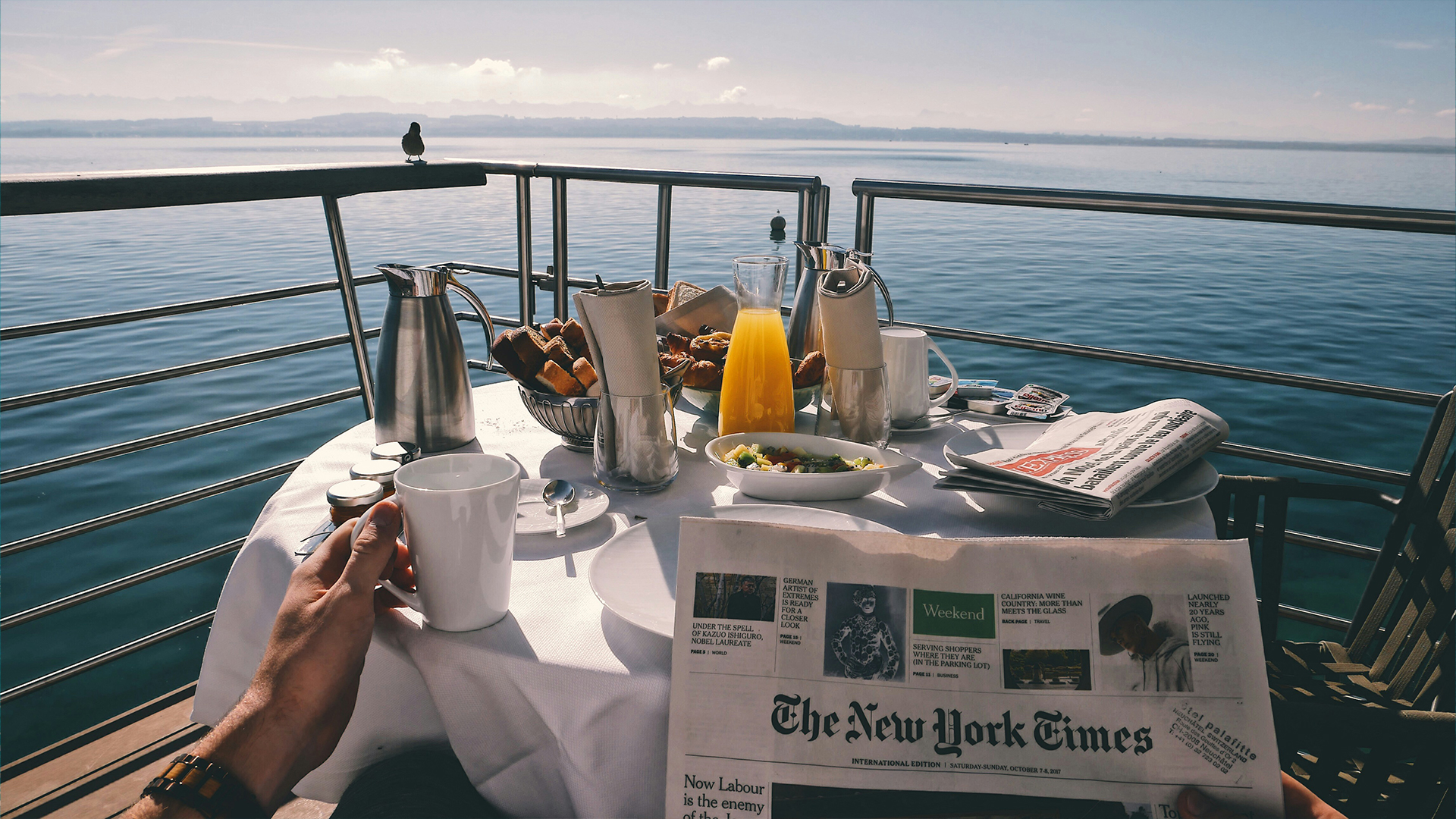 lunch Long lunch with friends on a yacht deck